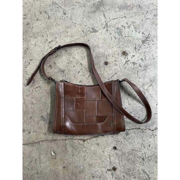 Frye Melissa‎ Leather & Suede Patchwork Purse Adjustable Patch Crossbody Bag - Picture 1 of 7